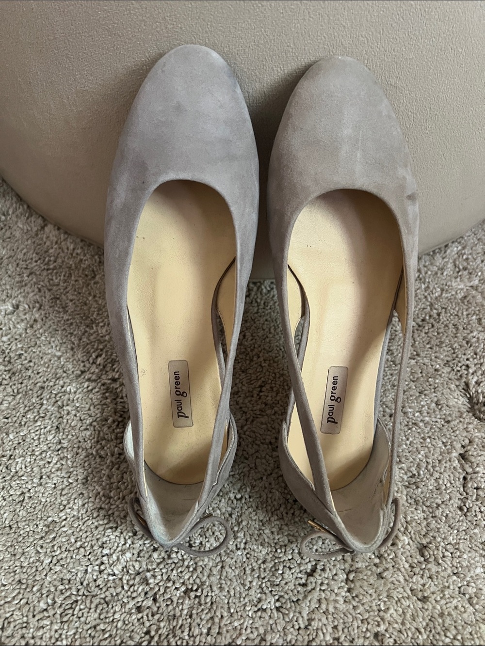 Paul Green Gray Suede Round-Toe Ballet Flats